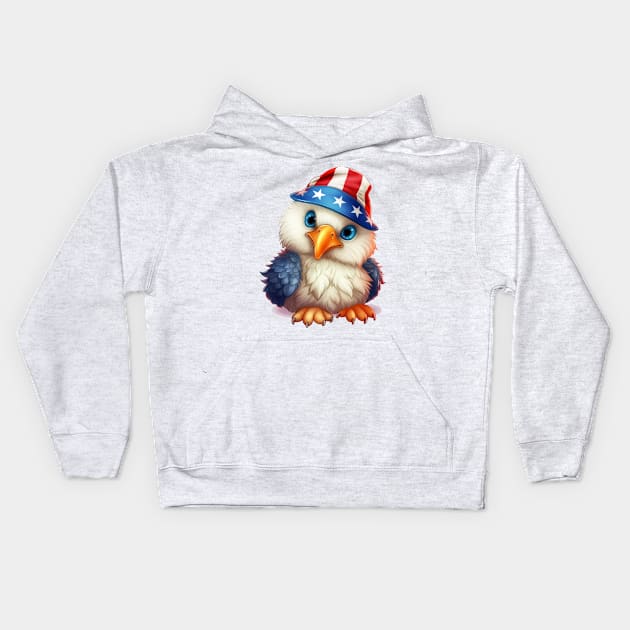 4th of July Baby Bald Eagle #4 Kids Hoodie by Chromatic Fusion Studio